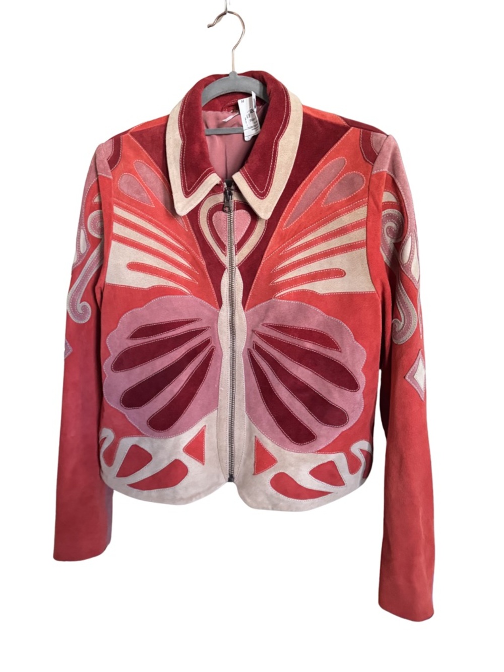 Free People NWT Stars Are Psychedelic Genuine Suede Leather Jacket L